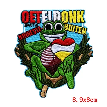 Oeteldonk Emblem Fuld Broderet Frog Karneval for Netherland Jern på Patches til Tøj Broderet Programrettelser til DIY Kjole