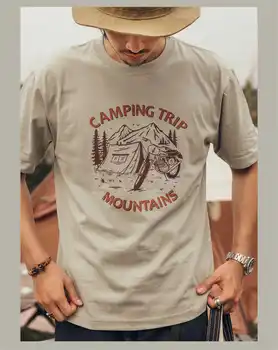 Offentlig Tornado Rød Camping Grafisk Print T-Shirts Til Mænd Crew Neck Tee I Loose Fit