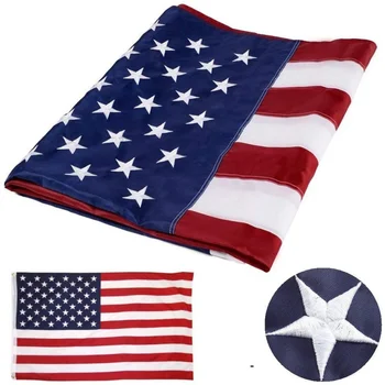 Offentlig USA Flag OS 3x5 Meter Vandtæt Nylon Broderede Stjerner Syet Striber Messing Øskner Amerikanske Flag, Bannere #5