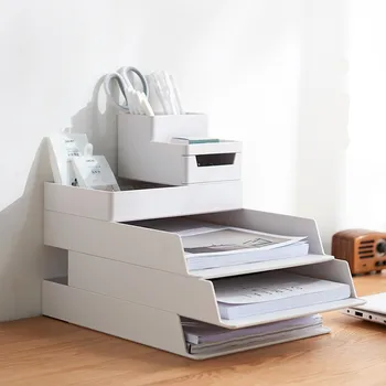 Office Desktop Arrangør A4-Papir Skuffe opbevaringsboks Multi-funktionelle Stabelbare arkivskab A4 Brevpapir Skuffe opbevaringsboks