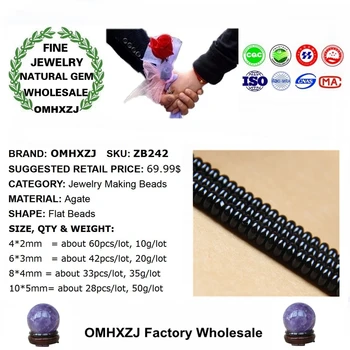 OMHXZJ Engros ZB242 6*3 8*4 10*5mm DIY Armbånd Halskæde Smykker Tilbehør Komponenter natursten Fine Agat Fladskærms-Perler