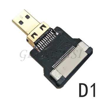 Op & Ned & Vinklet 90 Graders micro HDMI-Kompatibel D Adapter FPV 5cm-80cm FPC Bånd Flade HDMI-Kabel Pitch 20pin Stik
