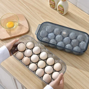 Opbevaring af æg Kasse Æg Holder til Køleskab Gennemsigtig Enkelt Lag med Låg kan Stables Æg Beholdere til 16 Æg
