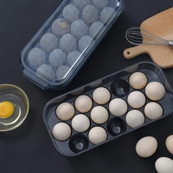 Opbevaring af æg Kasse Æg Holder til Køleskab Gennemsigtig Enkelt Lag med Låg kan Stables Æg Beholdere til 16 Æg