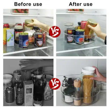 Opbevaring Spice Drink Kosmetiske Pladespiller Container Opbevaring Rack Gennemsigtig Roterende Hylde Til Køkken, Badeværelse Rummet