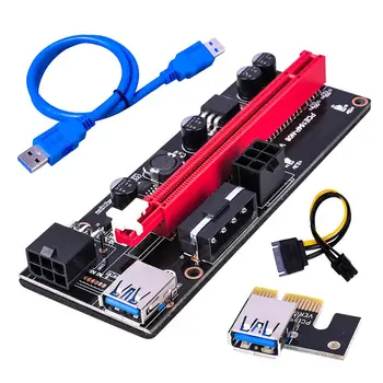 Opgradering PCI-E pcie Riser 009 Express 1X til 16x Extender PCI-E USB-Riser 009S Dual 6Pin adapterkort SATA-15 bens for BTC Miner