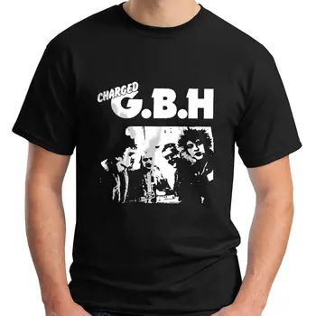 Opkrævet GBH Album Street Punk Band T-Shirt til Mænd T-Shirt med Print Bomuld kortærmet T-Shirt i Høj Kvalitet, Personlighed