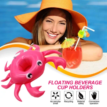 Oppustelige kopholder PVC Krabbe Formet Float Oppustelige Cup Coaster Holder til Swimming Pool Party Spabad Badning Legetøj