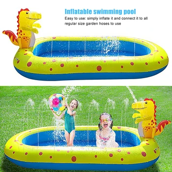 Oppustelige Sprinkler Swimmingpool Oppustelige Swimmingpool & Sprinkler -, Vand -, Sprinkler-og soppebassin for Børn, Dinosaur Design