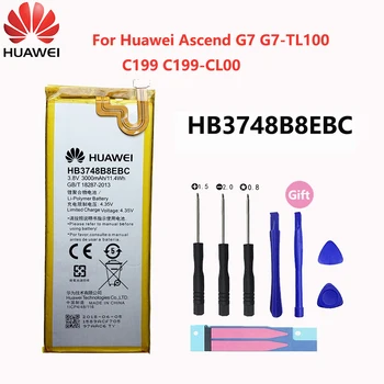 Original HB3748B8EBC 3000mAh Li-ion Batteri Erstatning For Huawei C199 C199-CL00 Ascend G7 G7-TL100 Mobiltelefon + Gratis Værktøjer