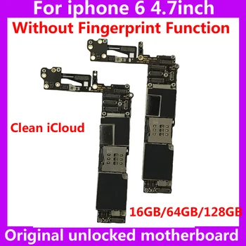 Original iphone 6 bundkort uden Fingeraftryk 16GB-64GB 128GB ulåst bundkort IOS System Logic Board INGEN iClould