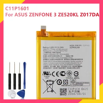Original Telefonens Batteri C11P1601 For ASUS ZENFONE3 ZENFONE 3 ZE520KL Z017DA Autentisk Udskiftning af Genopladelige Batterier 2650mAh