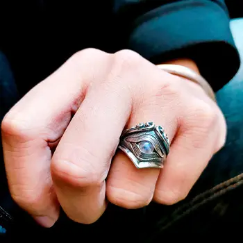 Originale designer håndværk Warcraft eye of Warcraft ring originalitet overdrivelse dominerende mænd Thai sølv mærke smykker