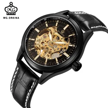 ORKINA mekaniske ure hule nye bælte, ur, dobbelt-sidet hule mekaniske ure mænds ure