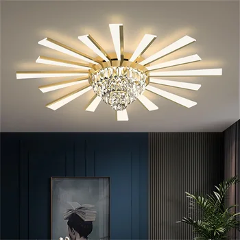 OUFULA Loft Lys, Moderne Luksus-Messing-Krystal-Lampe LED-Armaturer 3 Farver Til Hjemmet