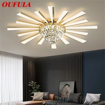 OUFULA Loft Lys, Moderne Luksus-Messing-Krystal-Lampe LED-Armaturer 3 Farver Til Hjemmet