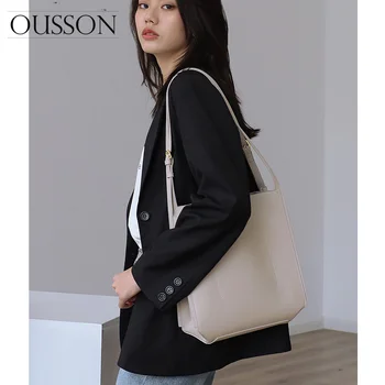 OUSSON 2021 Nye Design Læder med Stor Kapacitet Spand Pose Mode Messenger Taske Multifunktionelle Tote Taske Til Kvinder
