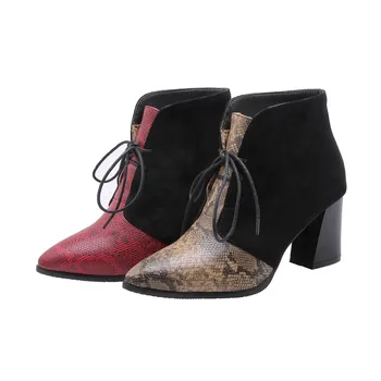Overdimensionerede 11-17 støvler kvinder sko ankel støvler til kvinder, damer, støvler sko kvinde vinter Leopard print patchwork tværstrop