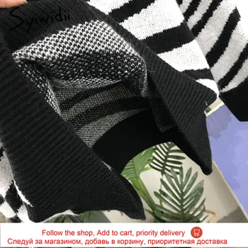 Oversize Sweater Kvinder Harajuku Løs Pullovere Damer Bløde Stribede Zebra Batwing Ærme Smarte Koreanske Toppe 2021 Efteråret