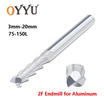 OYYU 75/100/120/150S Forlænget 2 Fløjte fræsere Aluminium i Solidt Hårdmetal til Fræsning Cutter Wolfram Stål fræsere Router Bit