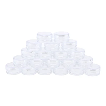 Pack Af 20pcs 3G Tom Plastik Kosmetisk Containere, Clear Round Prøve Potter, Krukker og glas Med skruelåg Låg