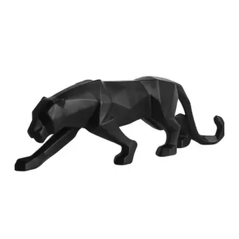 Panther Statue Dyr Figur Abstrakte Geometriske Stil Harpiks Leopard Skulptur Home Office Desktop Dekoration Gave 10tommer