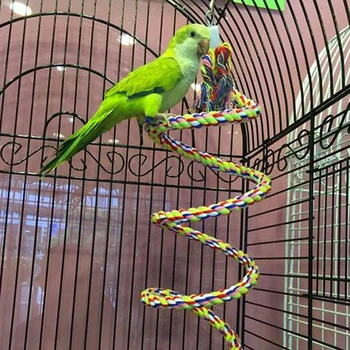 Parrot Hængende Nippe Toy Papegøje Farvet Bomuld Reb Roterende Stige Fuglebur Lille Papegøje Toy Pet Uddannelse Tilbehør