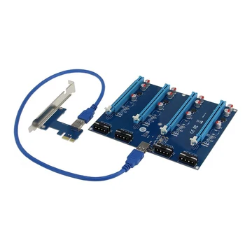 PCIe 1X til 4 PCIe 16X Adapter Omformer Erstatning for BTC ETH LTC Cryptocurrency Minedrift for Windows XP / 7/8/10