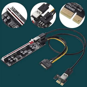 PCIE PCI-E Riser 1 til 4 USB 3.0-Kort Multiplikator Hub PCI Express 1X til 16X Adapter til Bitcoin ETH Minedrift Miner