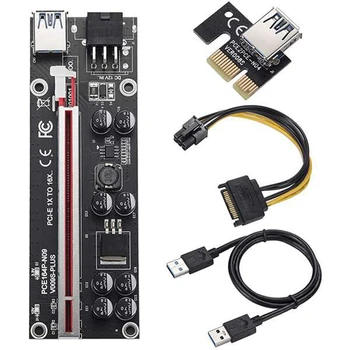 PCIE PCI-E Riser 1 til 4 USB 3.0-Kort Multiplikator Hub PCI Express 1X til 16X Adapter til Bitcoin ETH Minedrift Miner