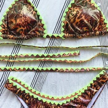 Peachtan String bikinier 2021 mujer Leopard badedragt kvinder High cut badetøj kvindelige Bandage svømmetur kulør Sexet badedragt biuqini