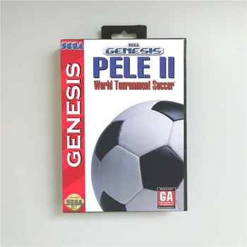 Pele II 2 World Tournament Fodbold - USA Dække Med en Retail Box 16 Bit MD Game Card til Sega Megadrive Genesis spillekonsol