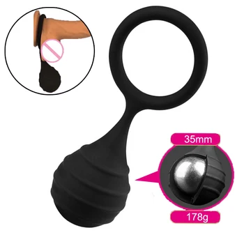 Penis Motion Gravity Ball Cock Ring Tyngdekraften Vægt Bold Pik Testikler Bundt Forsinket Sædafgang, Voksen Sex Legetøj til Mænd