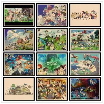 Perfekt JL Hayao Miyazaki Japansk anime Plakat Wall Stickers Vintage Plakat Prints i Høj Kvalitet Til Bar Og Home Decor HBB32