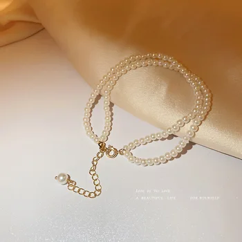 Perle multi-lags perle armbånd enkle lys luksus design armbånd joker temperament armbånd til kvinder