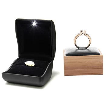Perle Ring Box Gave Bryllup, Engagement og LED-Lys med Fashion Ring Armbånd Smykker Display Stand Holder