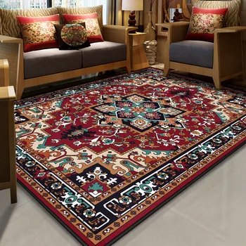 Persisk etnisk stil trykt stue hjem tæppe soveværelse tæppe fortykket, non-slip blødt gulv måtter / tæpper