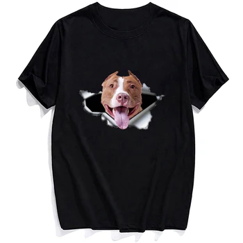 Pet Dog Pitbull Dog Bomulds T-shirt Fashion Brands Sommer Cool kortærmet Harajuku Sjove T-shirt til Mænd, Kvinde Casual t-stykkerne Toppe