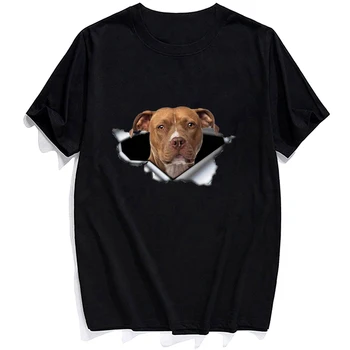 Pet Dog Pitbull Dog Bomulds T-shirt Fashion Brands Sommer Cool kortærmet Harajuku Sjove T-shirt til Mænd, Kvinde Casual t-stykkerne Toppe