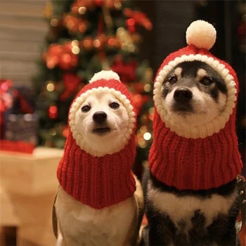 Pet Hatte Vinter Jul Hund Kat Cap Sjov Ferie Kostume Hvalp Santa Red Hat Med Bolden Hovedbeklædning for Små Mellemstore Store Hunde