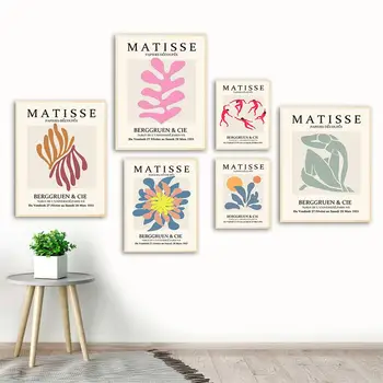 Picasso, Matisse Coral Sun Pige Abstrakte Væg Kunst, Lærred Maleri Nordiske Plakater Og Prints Væg Billeder For At Stue Indretning