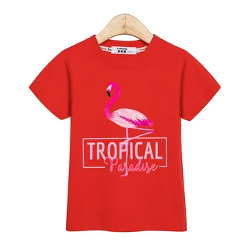 Pige mode tees tropiske flamingo mønster kids t-shirt i bomuld kortærmet tøj baby piger print-toppe
