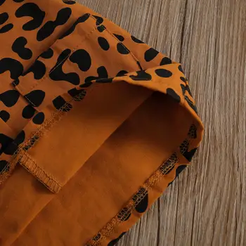Pige Romper Nederdel Børns Leopard Print Justerbar Skulder Strop Kjole med Lommer til Baby