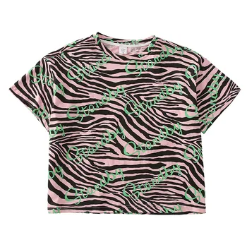 Pige T-Shirt 2021 Børns Bomuld Blanding O-Hals Søde Brev Print Toppe Løs Bluse Børn Sommer Tøj Teen Fashion