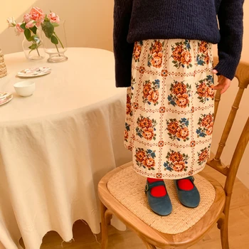 Piger Blomster Mode Nederdele Foråret Efteråret Kids Baby koreanske Klassiske Kjoler Barn Vintage Elegante Tøj Til 1-7Y