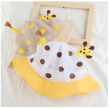 Piger giraf Hat Fashion Baby Spand solhat CartoonNew Børn Sommeren Panama Hule Caps Baby Piger Fiskeren Hat Kids