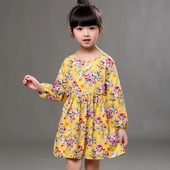 Piger' koreansk Lange Ærmer børnetøj Foråret Og Sommeren Blomstret Kjole Børn er Forår Og Efterår Lange Ærmer, Nederdel