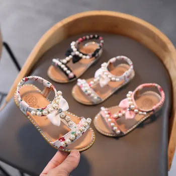 Piger' Sandaler Spædbarn Kids Baby Sommer Sløjfeknude Pearl Krystal Prinsesse Sko Kids' Sko Chaussures Blødt Komfortabelt Cuff#G30