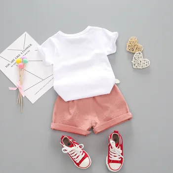 Piger Sommer Tøj Indstille Mode Bomuld T-shirt+shorts 2stk Spædbarn Børn Piger Outfits Bebes Træningsdragt Baby Piger tøj sæt