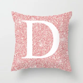 Pillow Bogstaver Pink Blomster Dekorative Puder, Pudebetræk Polyester Pudebetræk Smide Pude Sofa Dekoration Pillowcover